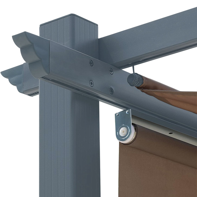 Aoodor Aluminum Pergola with Canopy, Brown, 10 ft. x 12 ft.