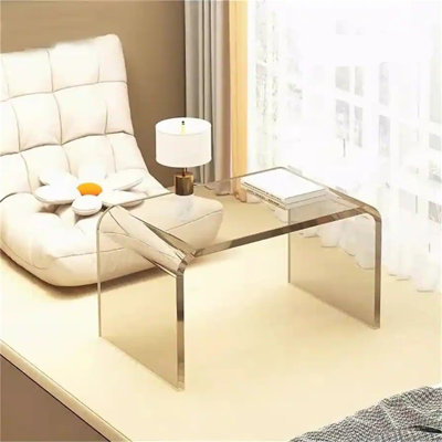 Table d'appoint en acrylique en forme de C - facile à nettoyer et polyvalente pour le salon et la chambre à coucher