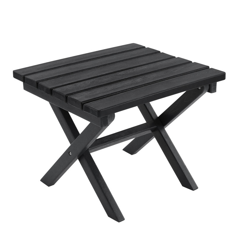 Outdoor All Weather Adirondack Patio HDPE Foldable Side Table, Black