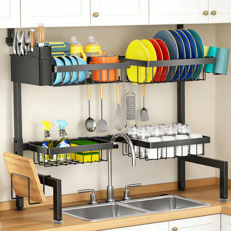 4 Baskets Over The Sink Dish Drying Rack