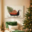 Tinsel - chapelle de sapin doré - toile tendue avec châssis de qualité supérieure-1144332332