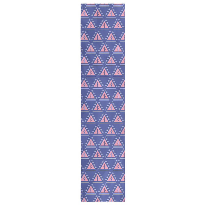 Chemin de table d’arbre minimaliste classic Barbra, 16 po x 90 po, Bleu / Rose