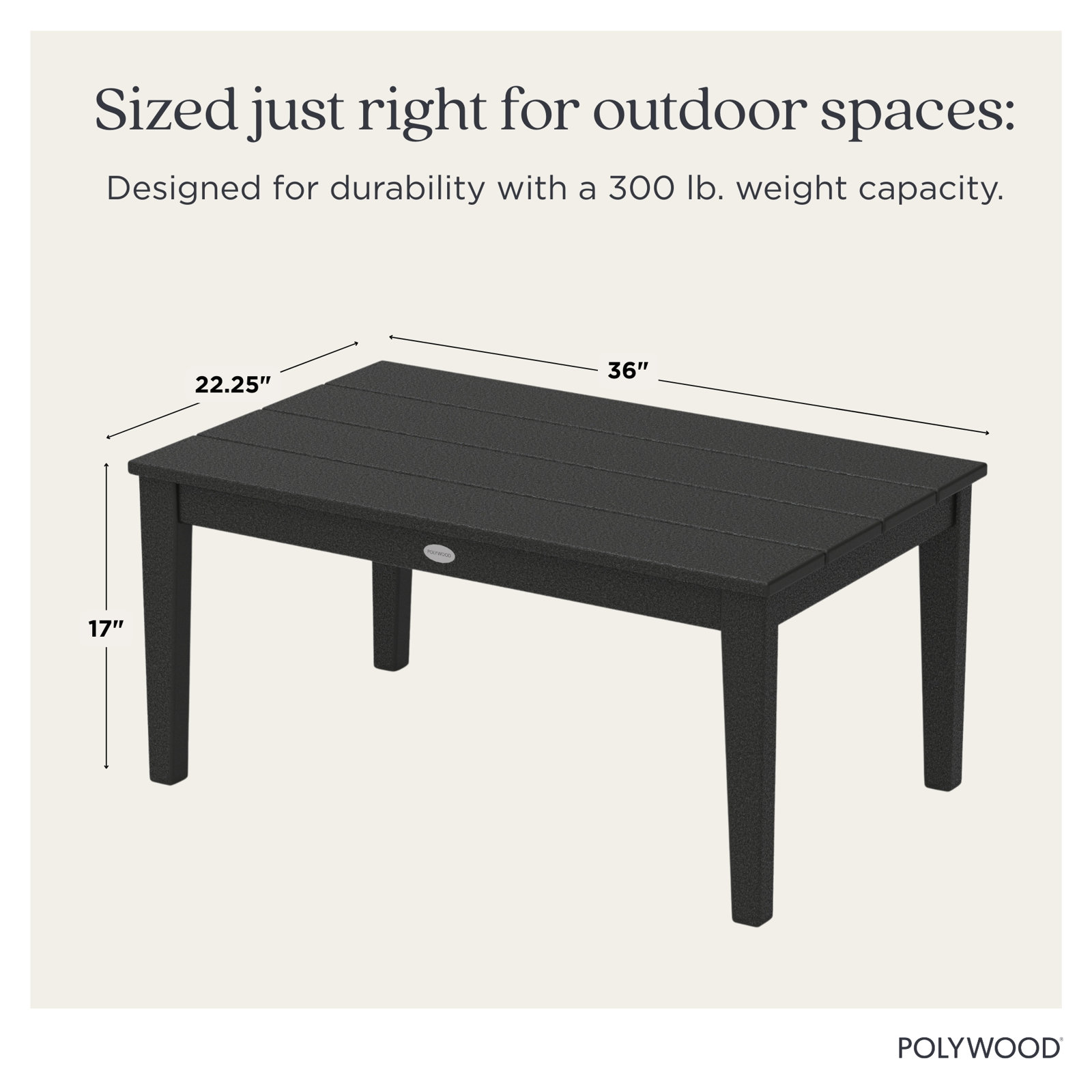 POLYWOOD Newport 22" x 36" Coffee Table, Slate Gray