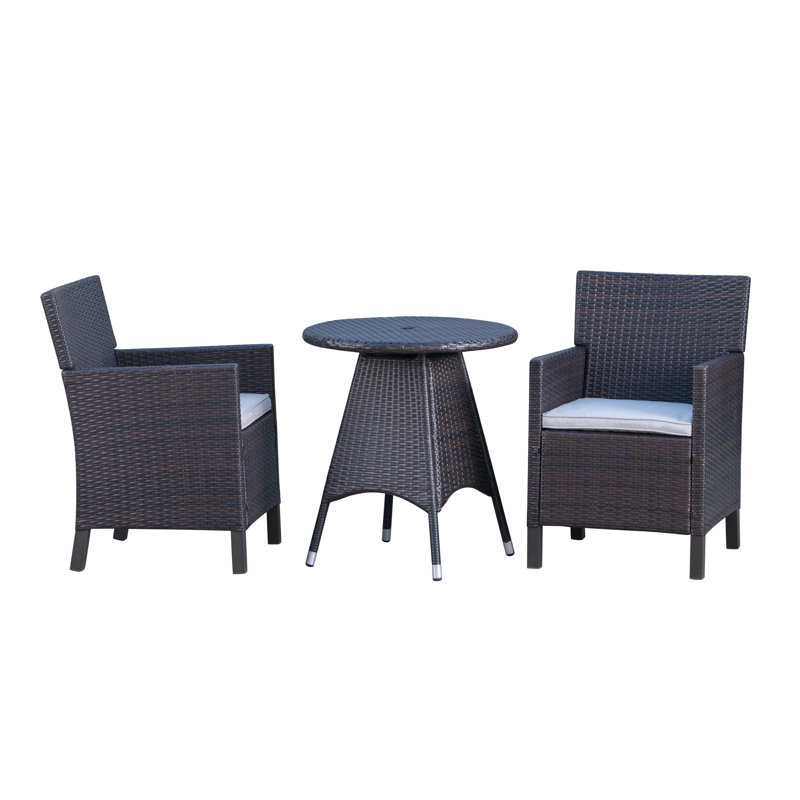 Ensemble repas 3 pièces avec coussins Araujo, Brun multi
