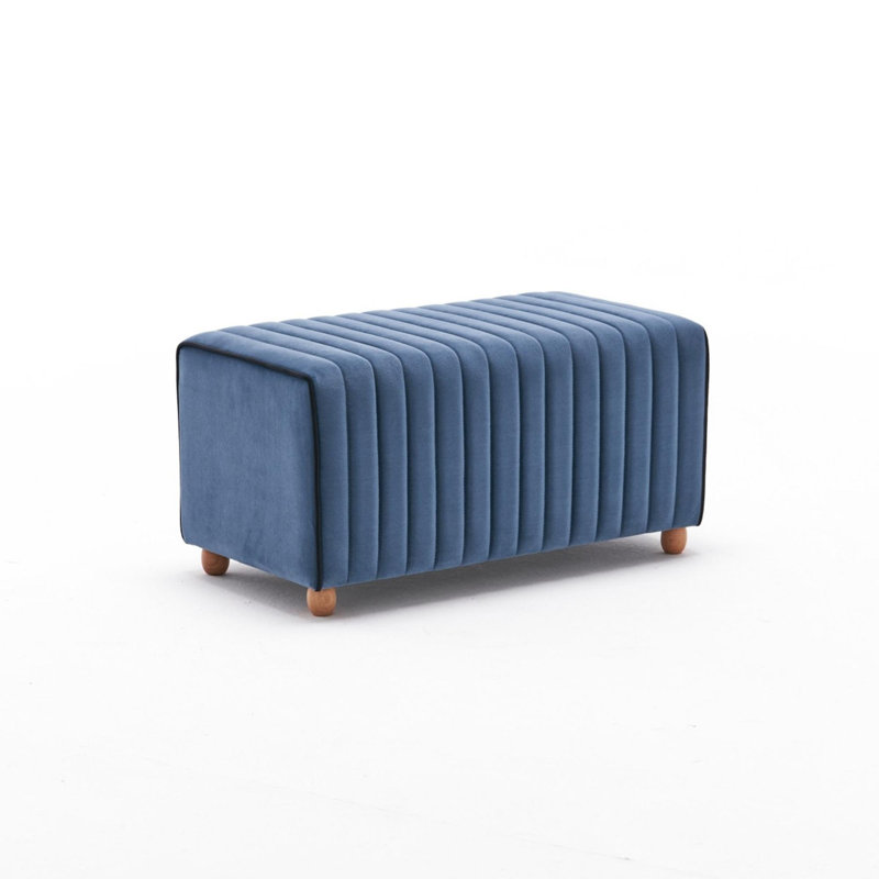 Elegant Velvet Pouffe, Solid Blue, 31.5 x 15.7 x 15.7 Inches | 100% Polyester Upholstery, Sturdy Wooden Body | Perfect for Living Room, Bedroom & Entryway, Stylish & Comfortable Seating Option