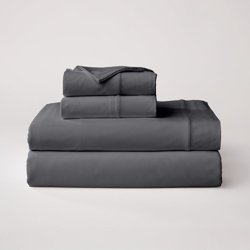 Cloudten Bedding Performance Jersey Sheet Set - Split King (Gray), Gray, Split King Sheet Set with 2 Pillowcases