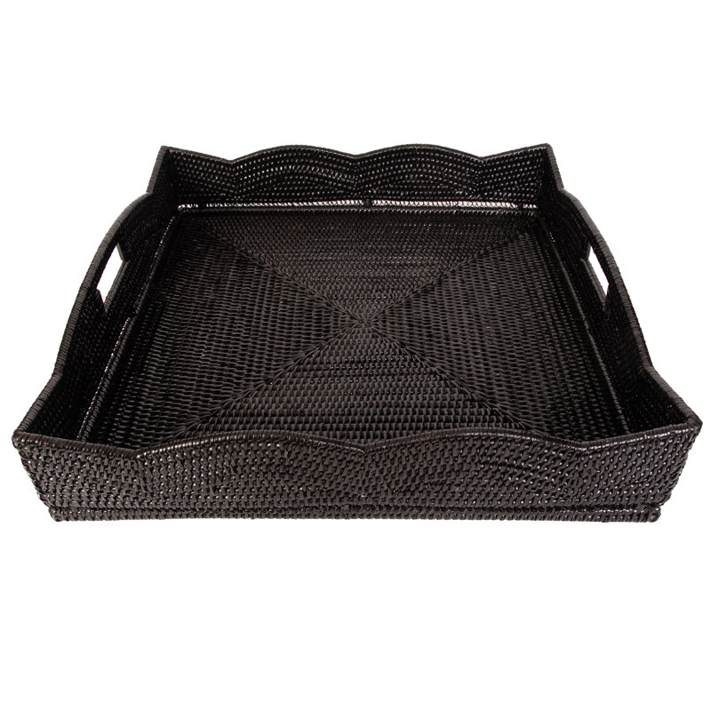 Landry Handmade Rattan Tray, Tudor Black