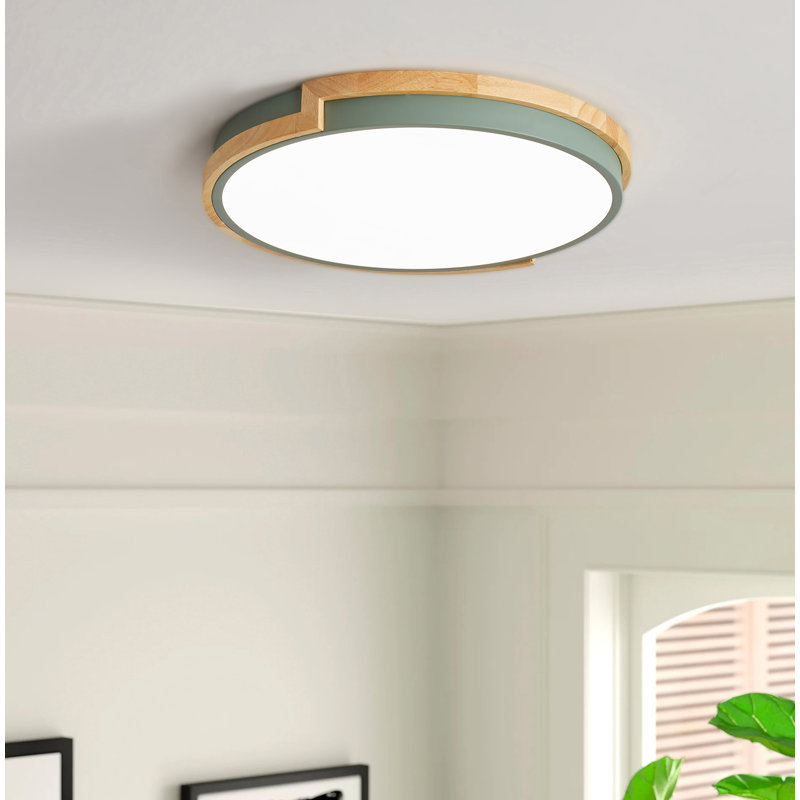 Plafonnier encastré simple à 1 lumière DEL, Vert / brun