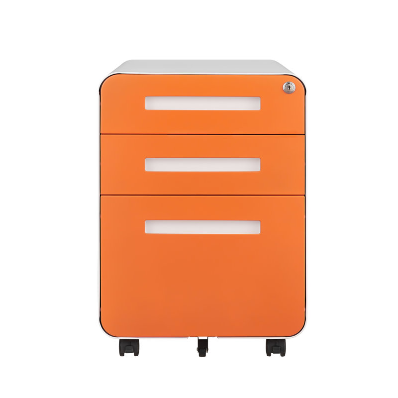 Classeur minimaliste à 5 tiroirs avec 3 tiroirs et acier laminé à froid amovible, Orange