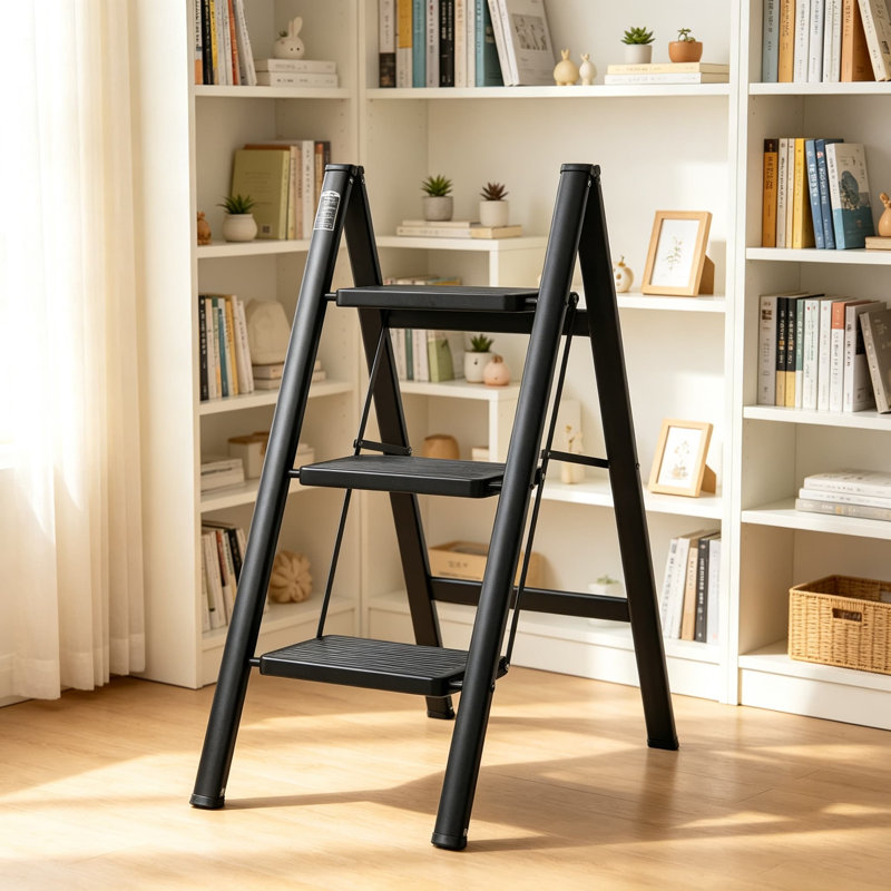 Escabeau portatif pliant pour adultes, escabeau léger en fer robuste avec pédale large antidérapante, conception pliable peu encombrante pour la maison, la cuisine, le placard, et plus encore