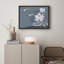 Fleurs de lotus blanches et oiseaux sur fond bleu d'inspiration asiatique, affiche rustique encadrée-104786592-104786590