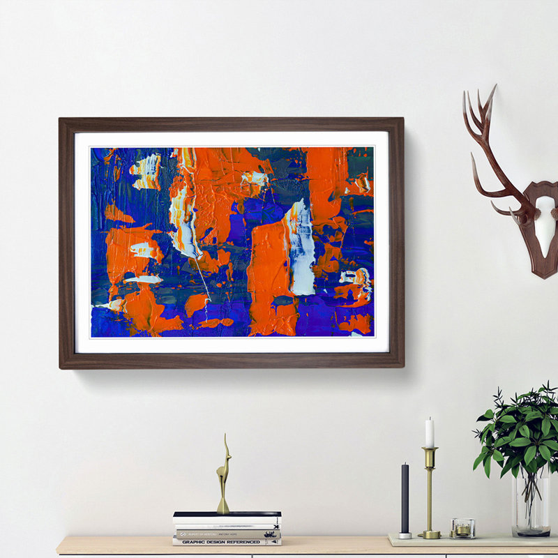 Abstract Art Painting Vol.472 by S.Johnson - Framed Print, 36cm H x 48cm W x 2cm D, Walnut Framed