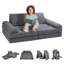 Canapé pour enfants, canapé de jeu modulaire pour enfants de 10 pièces, canapé-lit pour tout-petit, mobilier de salle de jeu avec siège pour enfants, canapé pour enfants avec housse amovible pour enfants, filles et garçons, gris