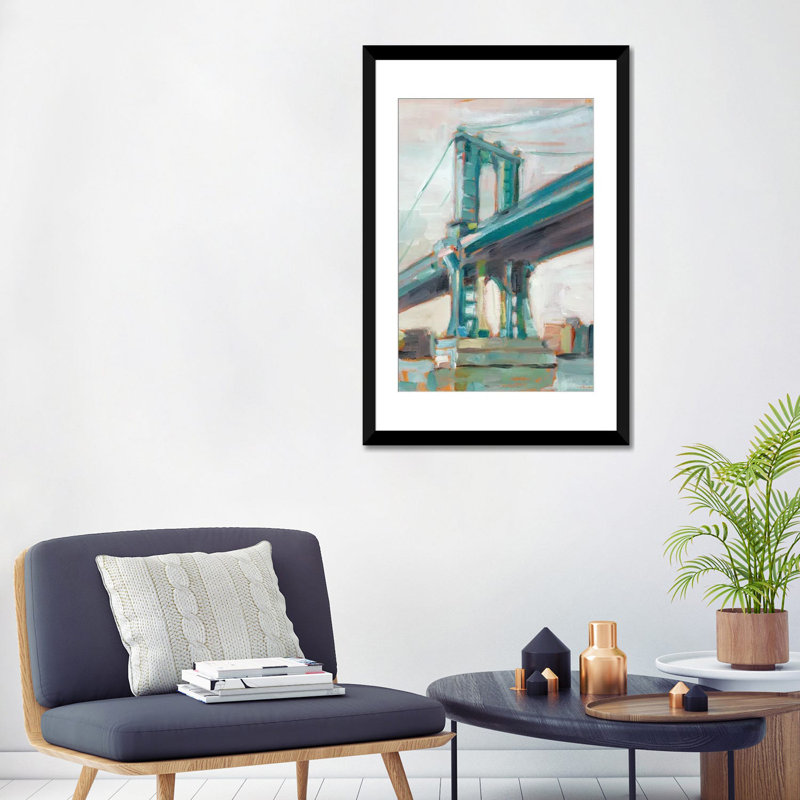 « bridge i », reproduction sur toile, H 24 po x l 16 po x P 1 po, Papier d'art encadré noir, Blanc