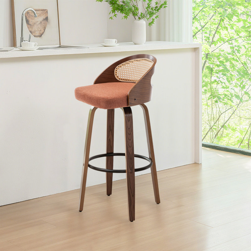 Drees Swivel Linen Fabric Counter Stool & Bar Stool, Orange, 30"