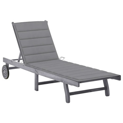 Chaise longue simple en acacia 80 po avec coussins Prshant