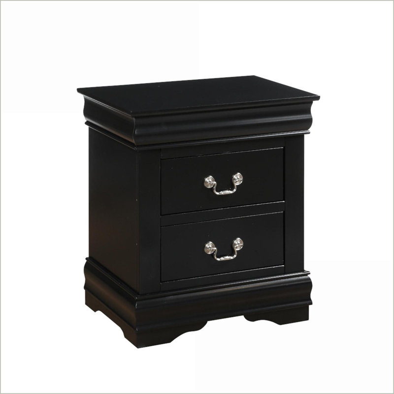 Table de chevet 2 tiroirs Traditional Classic, Noir