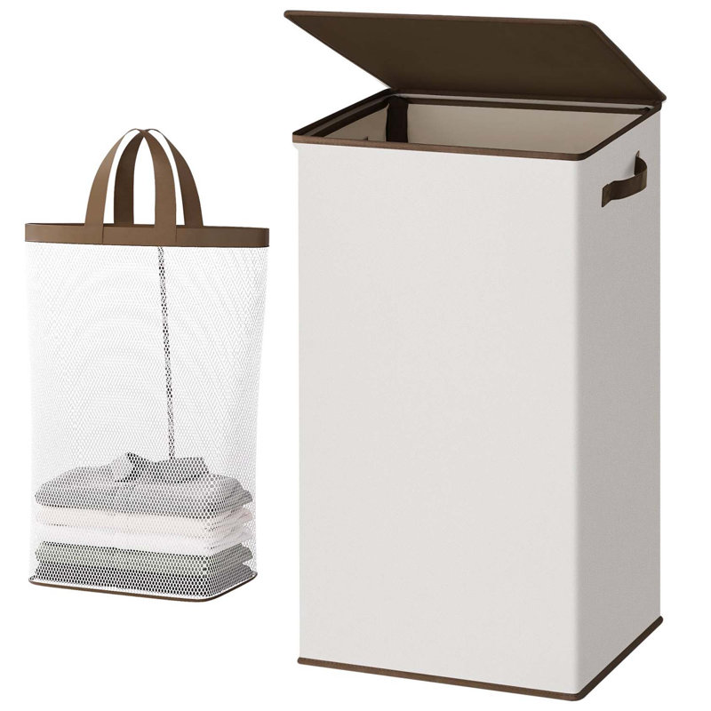 Bhargava Fabric Laundry Hamper with Handles, White