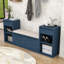 Banc de rangement en bois pour hall d'entrée avec coussin, tiroirs et compartiments rabattables-890792114