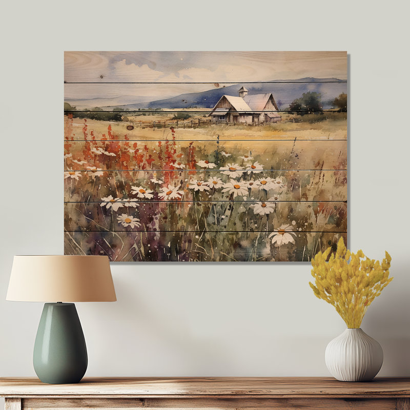 «Green Green Meadow At The Farm I» sur bois, H 30 po x l 40 po x P 0,78 po