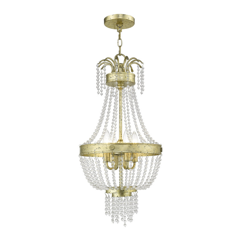 Lustree empire avec accents en cristal 4 lumières unique Rachedi, Doré hivernal