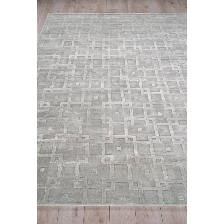 Exquisite Rugs Camora Modern Handmade Handloomed Silky Nylon Light Silver Area Rug