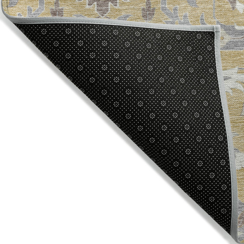 Tapis intérieur lavable ivoire et gris doré 8 pi x 10 pi