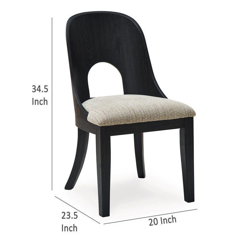 Ensemble de 2 chaises d'appoint Robeck, polyester à chevrons, bois noir