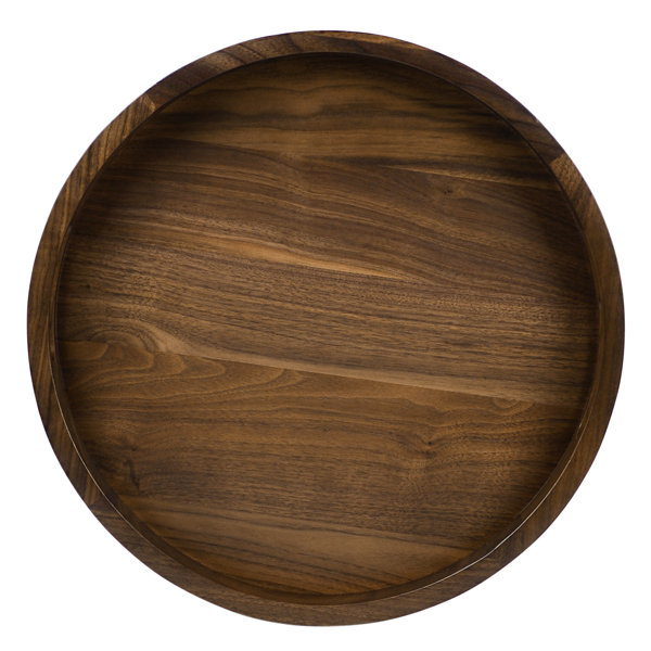 Round Decorative Wood Tray - Brown - 1-Tier