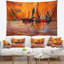Paysage marin et océan en tapisserie rouge-28504893