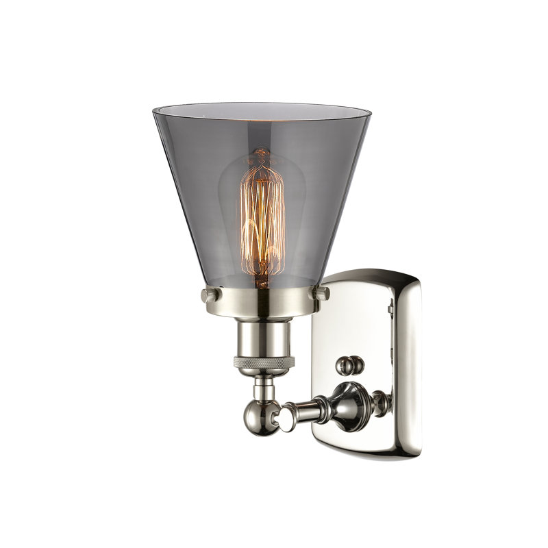Applique murale 1 lumière 6 "Ballston Urban Cone, Plaqué couleur fumée, Ampoule non incluse, Nickel poli