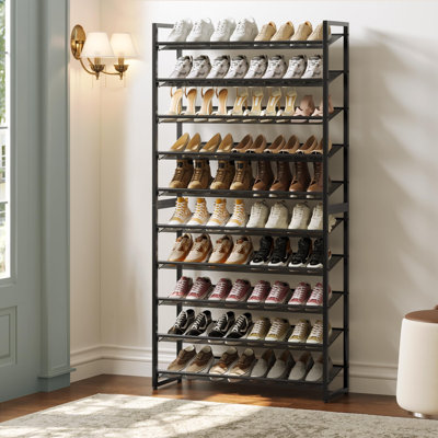 10‑Tier Heavy‑Duty Metal Shoe Rack, 50‑Pair Large‑Capacity Shoe Organizer for Garage, Entryway