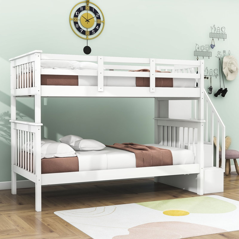 Dayu Kids Twin Over Twin Bunk Bed, White