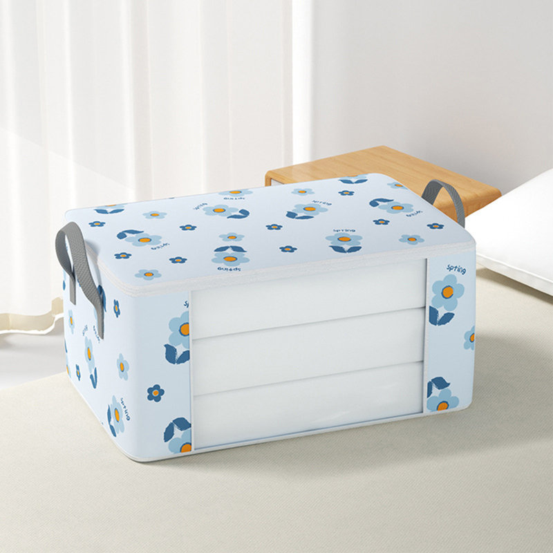  Quilt Storage Bags Moving Packing Bags, Large Capacity Storage Bins Portable Storage Containers with Reinforced Handles for Blanket, Comforter, Bedding, Blue