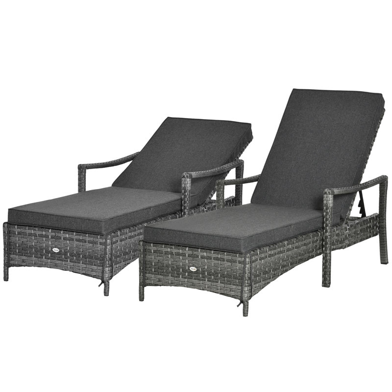 Gardenchair 195cm Long Reclining Single Chaise with Cushions