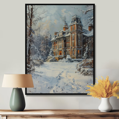 «Winter At The College Campus - College and University Buildings», reproduction d'art mural