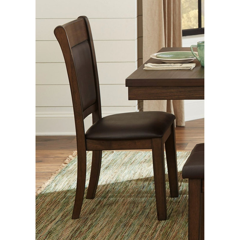 Chaises brun rustique d'une capacité de 250 lb, dossier rembourré pour le côté en bois de la salle à manger 2 pièces, hauteur 19 po, finition