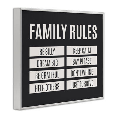 Giclée encadrée noire Family Rules