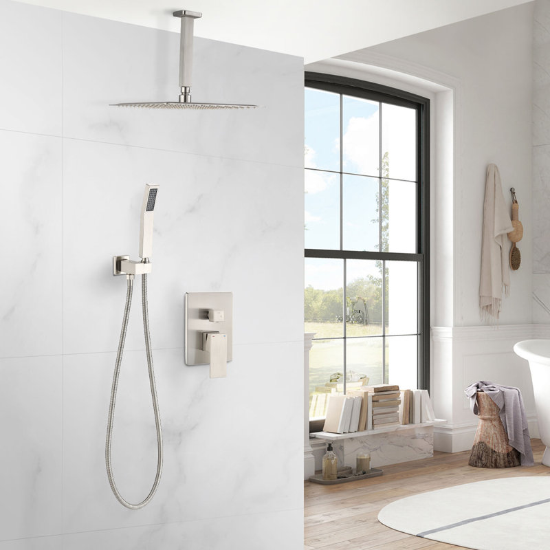 16" Complete Shower System with Rough-in Valve, Brushed Nickel