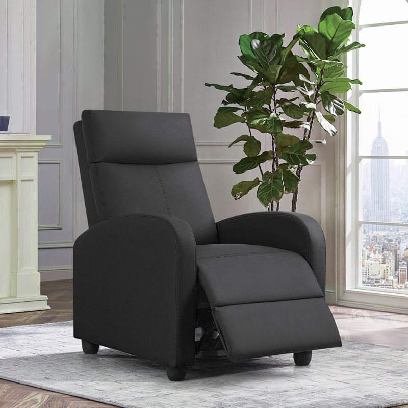 Sykora Faux Leather Recliner, Black 
