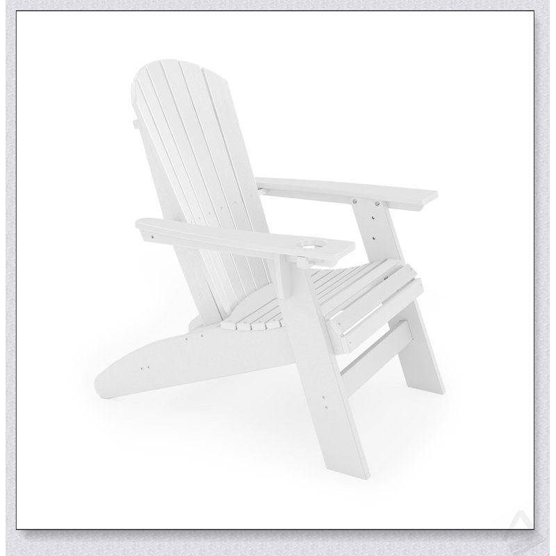 St. Simons Curved Back Adirondack Chair – Durable HDPE Poly Lumber For Outdoor Relaxation And Style, White