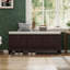 Banc de rangement cannelé classique avec coussin et 3 tiroirs pour les couloirs d'entrée du salon-2022862913