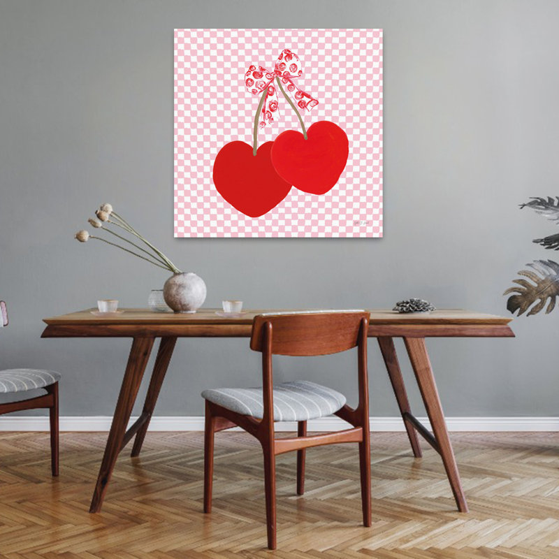 Cherry Hearts, art contemporain, H 32 po x l 32 po