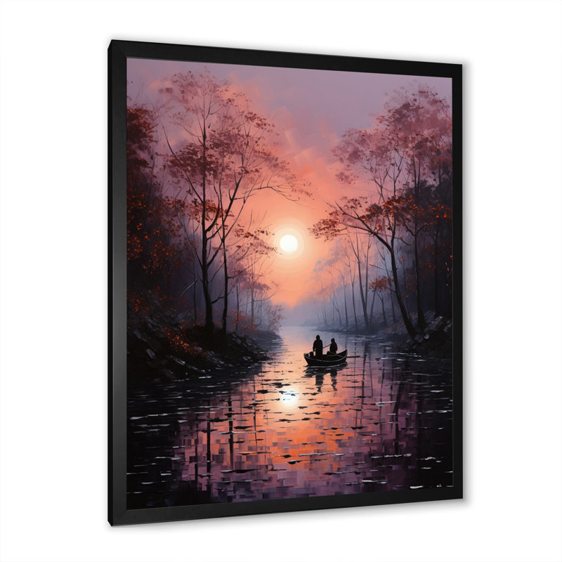 Canal Mystical Journey Pointillism I sur toile, Cadre photo noir, H 20 po x l 12 po x P 1 po
