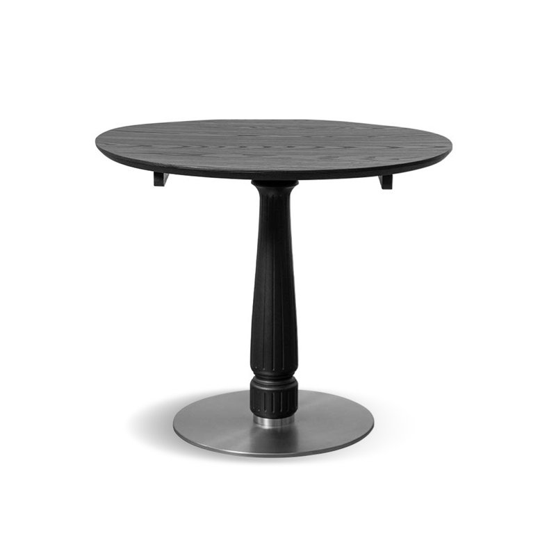 Black Round Solid Wood Dining table, 29.53"H x 31.5"L x 31.5"W
