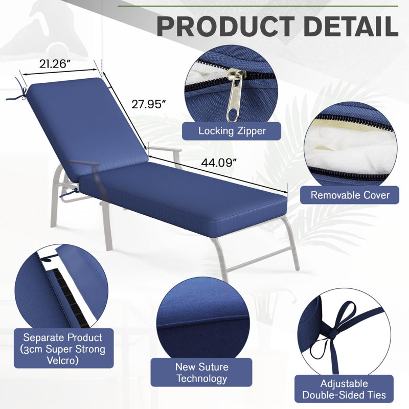 Ensemble de 2 chaises longues pour l'extérieur, Bleu