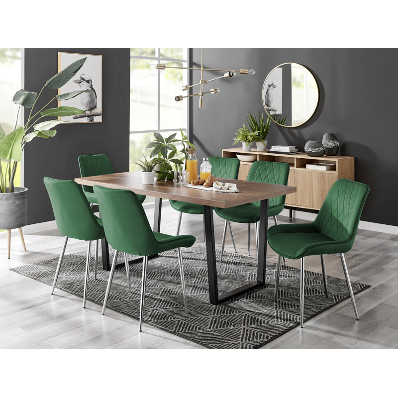 Eubanks 6 - Person Dining Set, Green/Silver