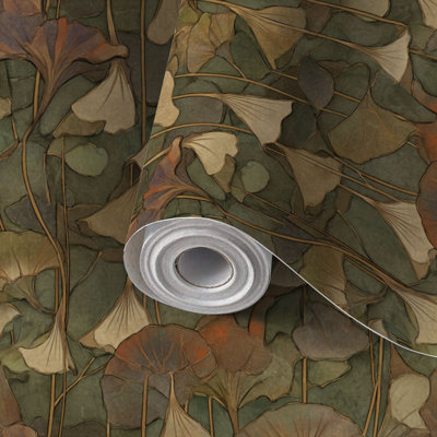 Papier peint auto-adhésif adhésif et amovible, papier peint botanique, jardin, vert mousse, 24 po x 118 po (60 x 300 cm)