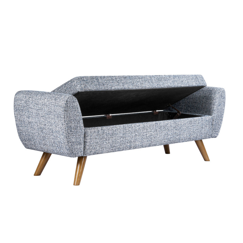 Banc de rangement rembourré Amsi, Blue Gray Woven