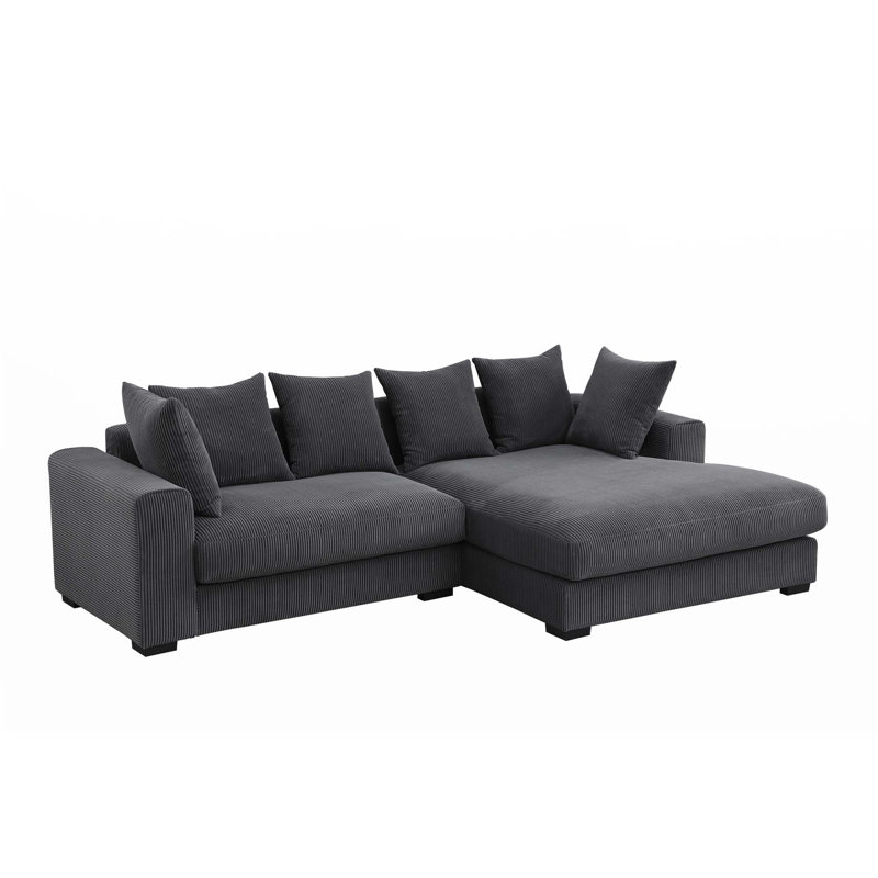2 - Piece Upholstered Sectional, Dark Gray Corduroy